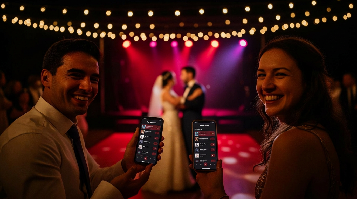 Wedding guests requesting songs on PartyQueue