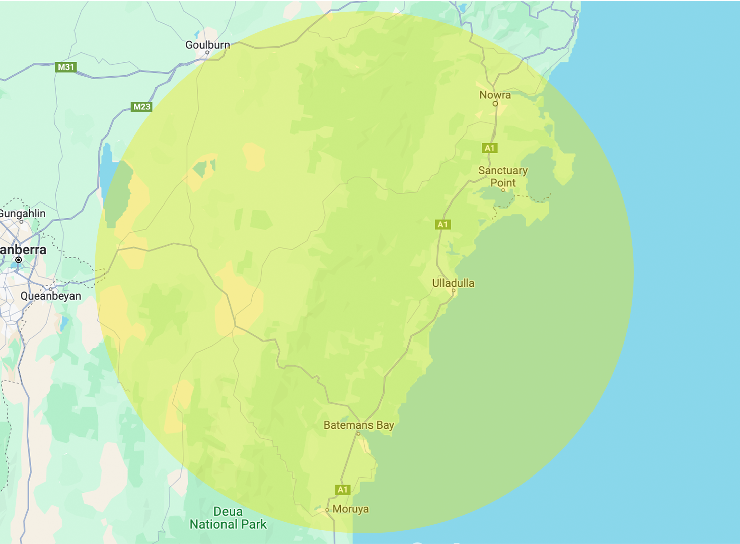 TJ Productions Area of Service Map